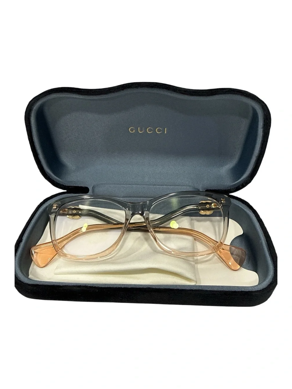 GUCCI GG1012O 002 Blue Transparent Rectangle Women's 54 mm Eyeglasses
